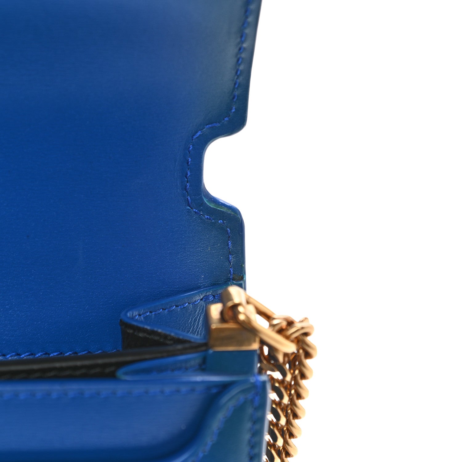 Saint Laurent Smooth Calfskin Monogram Cassandra Clasp Bag Blue Majorelle 13 of 15
