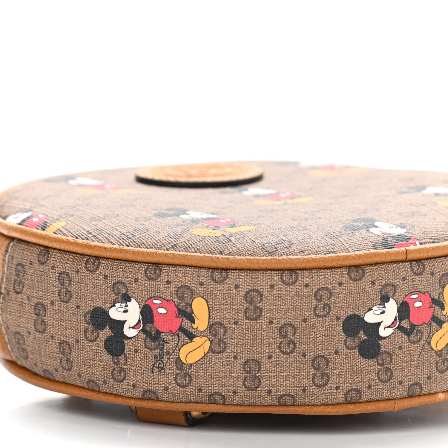 Gucci X DISNEY Mini Vintage GG Supreme Monogram Mickey Mouse Round Backpack Beige Vintage Sun Oil 9 of 10