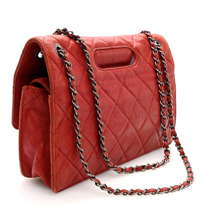 Chanel Washed Lambskin Jumbo Take Away Flap Red 3 of 10