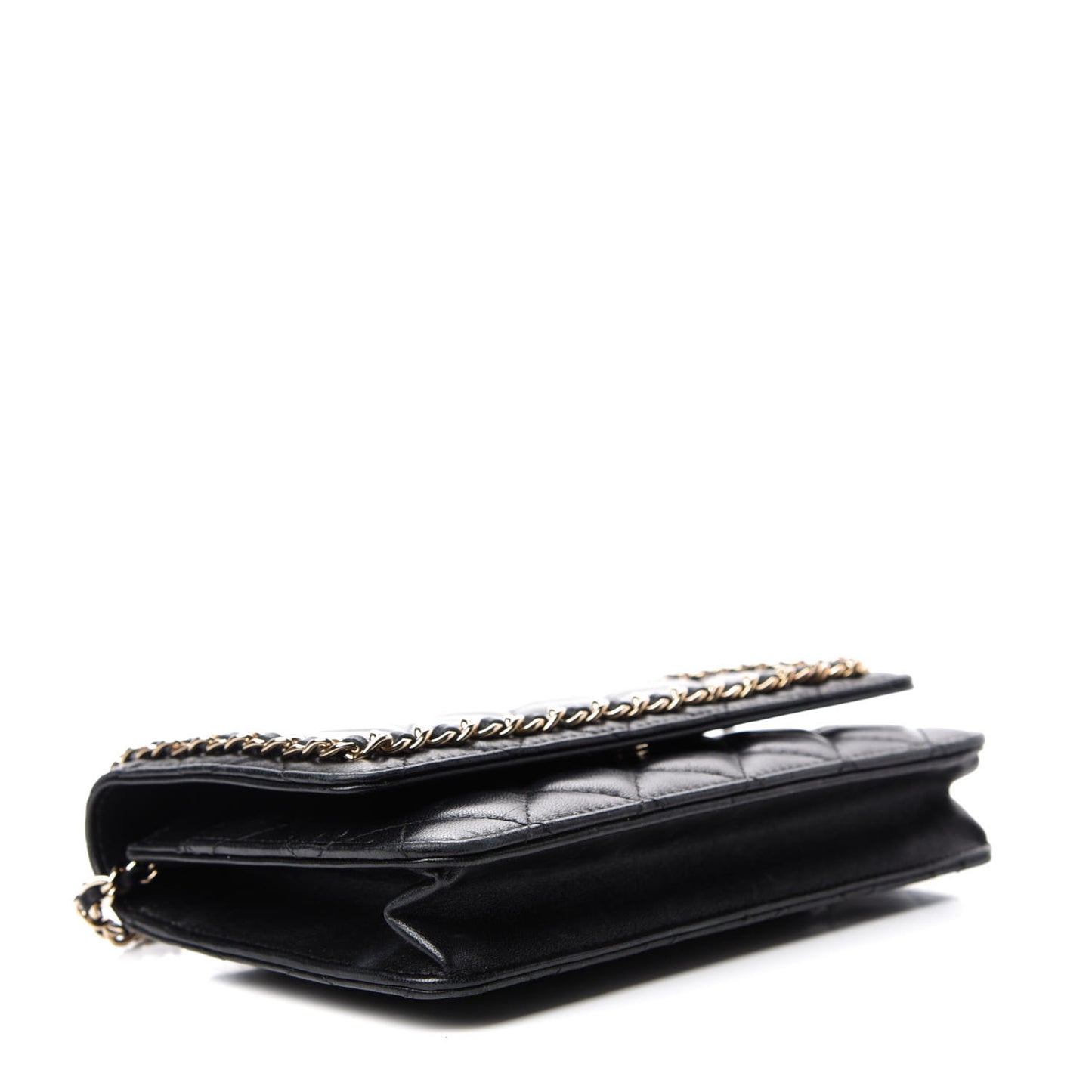 Lambskin Quilted Chain Around Wallet On Chain WOC Black