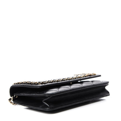 Chanel Lambskin Quilted Chain Around Wallet On Chain WOC Black 4 of 19