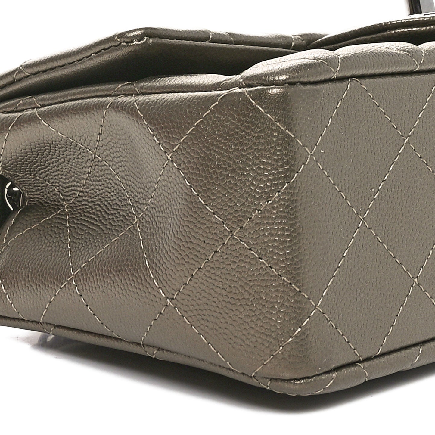 Iridescent Caviar Quilted Mini Rectangular Flap Bronze