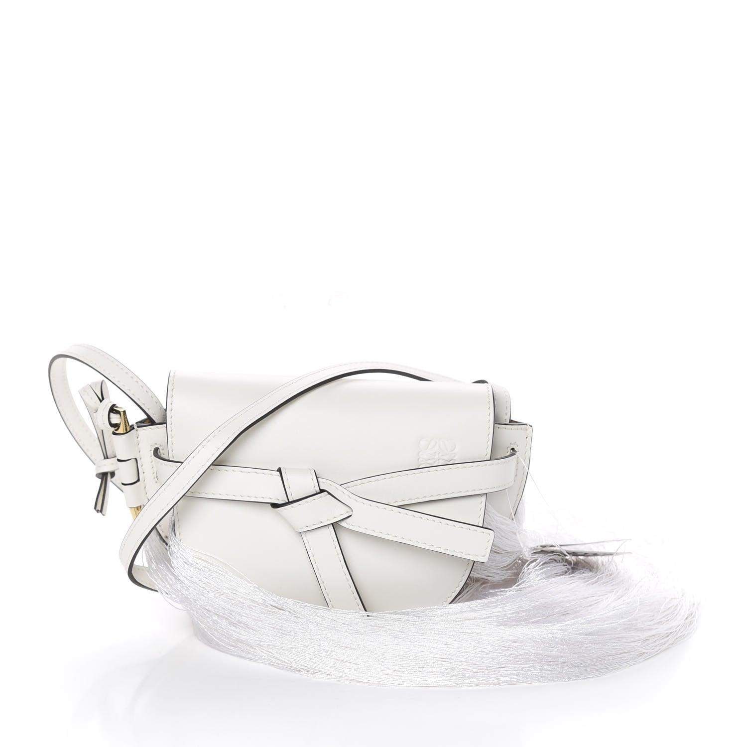 Loewe Calfskin Mini Fringe Gate Crossbody Bag White 3 of 10