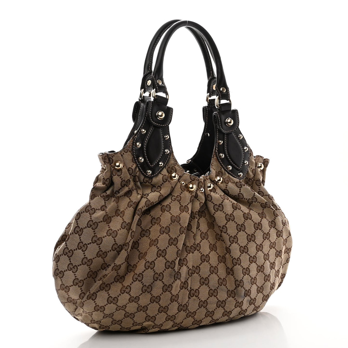 Monogram Studded Medium Pelham Shoulder Bag Dark Brown