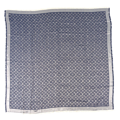 Louis Vuitton Silk Wool Monogram Denim Shawl Blue 1 of 3