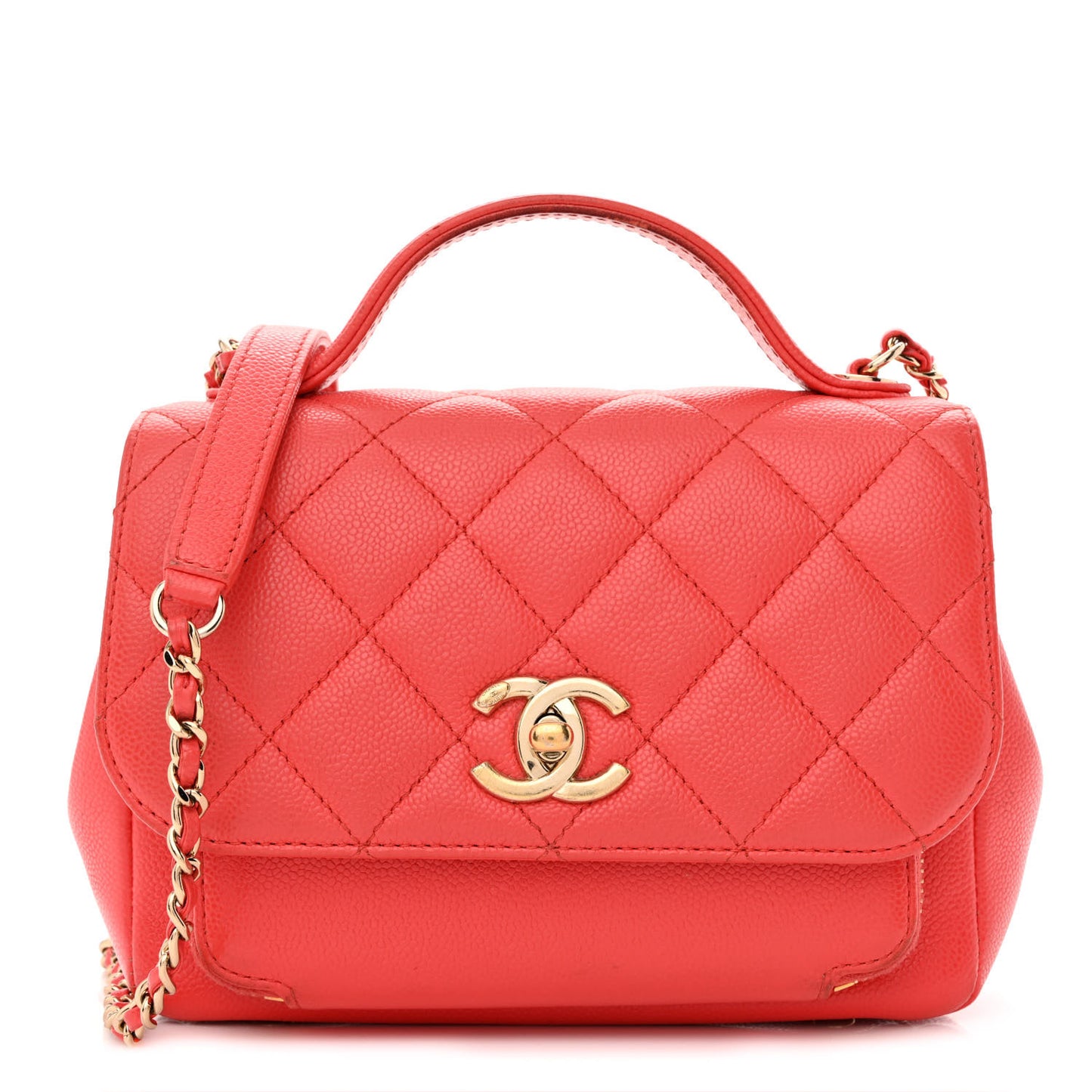 Caviar Quilted Mini Business Affinity Flap Red