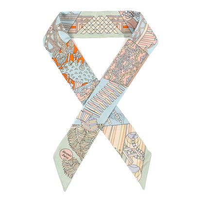 Hermes Silk De l'Ombrelle Aux Duels Twilly Ciel Rose Pale Orange 1 of 3