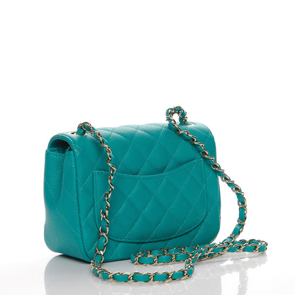 Chanel Caviar Quilted Mini Square Flap Turquoise 3 of 8