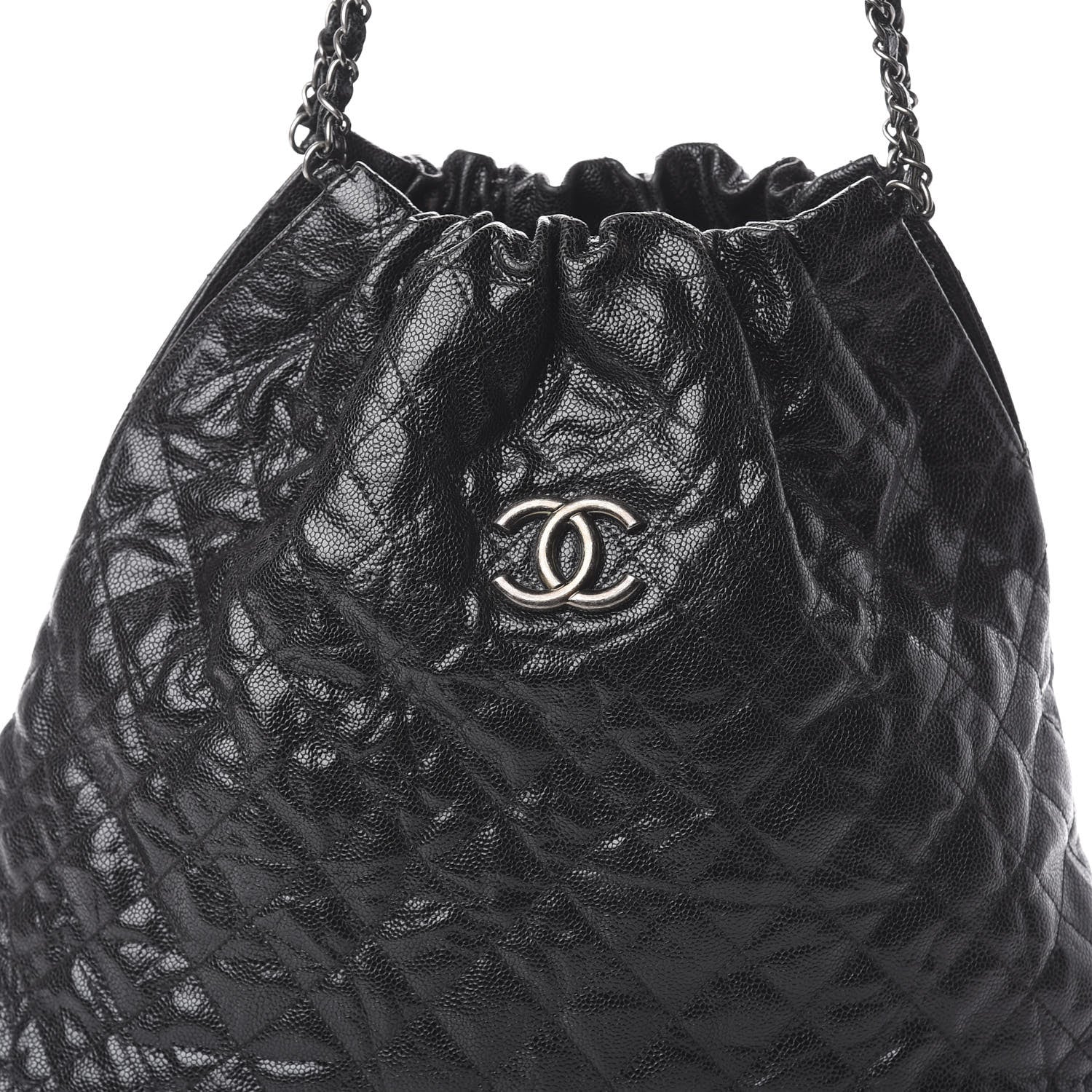 Chanel Distressed Glazed Caviar Quilted Large Elastic Tote Black 9 of 9