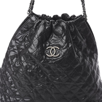 Chanel Distressed Glazed Caviar Quilted Large Elastic Tote Black 9 of 9