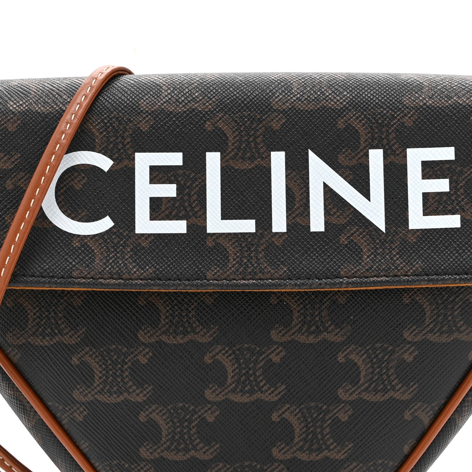 Celine Triomphe Canvas Triangle Crossbody Bag Tan 8 of 10