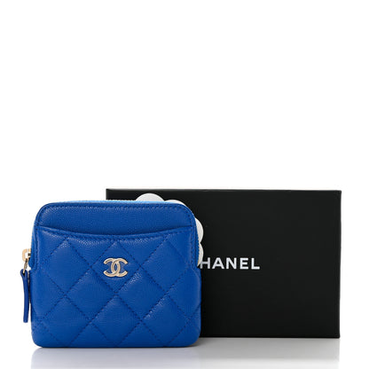 Chanel Caviar Quilted Zip Card Holder Wallet Blue 9 of 9