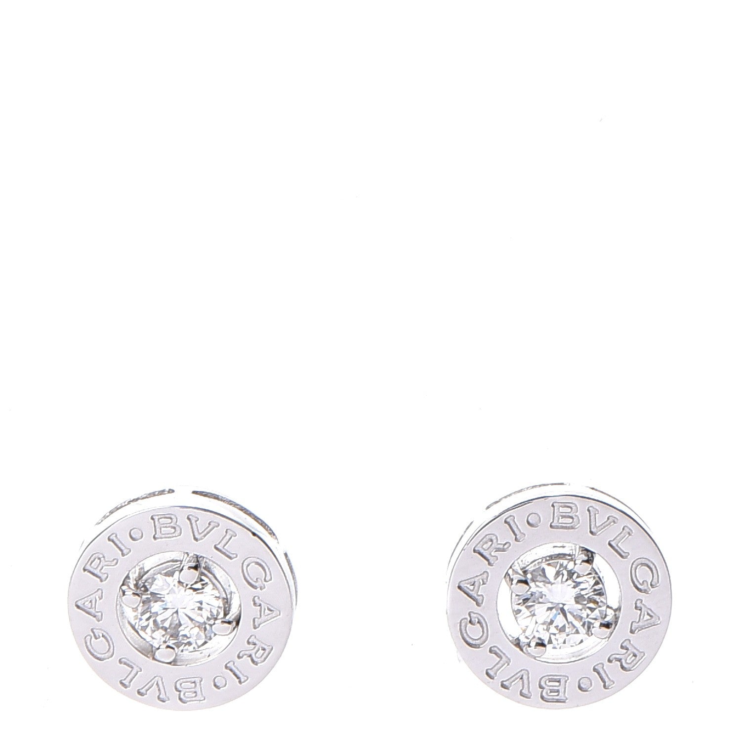 Bulgari BVLGARI 18K White Gold Diamond Stud Earrings 1 of 10