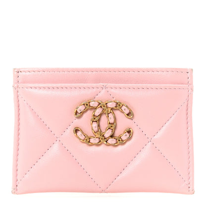 Chanel Lambskin Quilted Chanel 19 Card Holder Light Pink 1 of 9