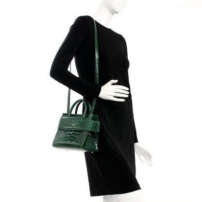 Givenchy Calfskin Crocodile Embossed Mini Horizon Satchel Green 2 of 7
