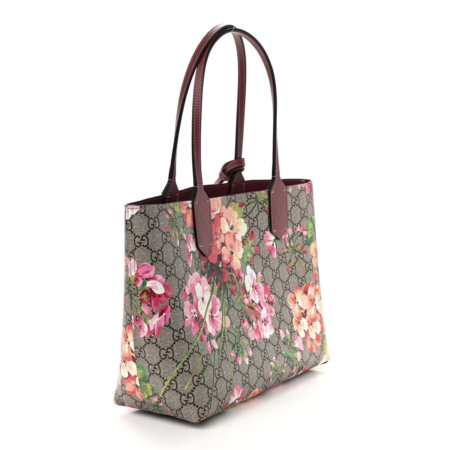 Gucci GG Supreme Monogram Blooms Small Reversible Tote Beige Multicolor Dry Rose 4 of 12