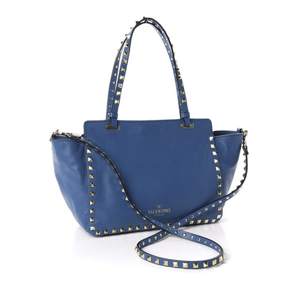 Valentino Garavani Vitello Small Rockstud Tote Blue Delft 3 of 9