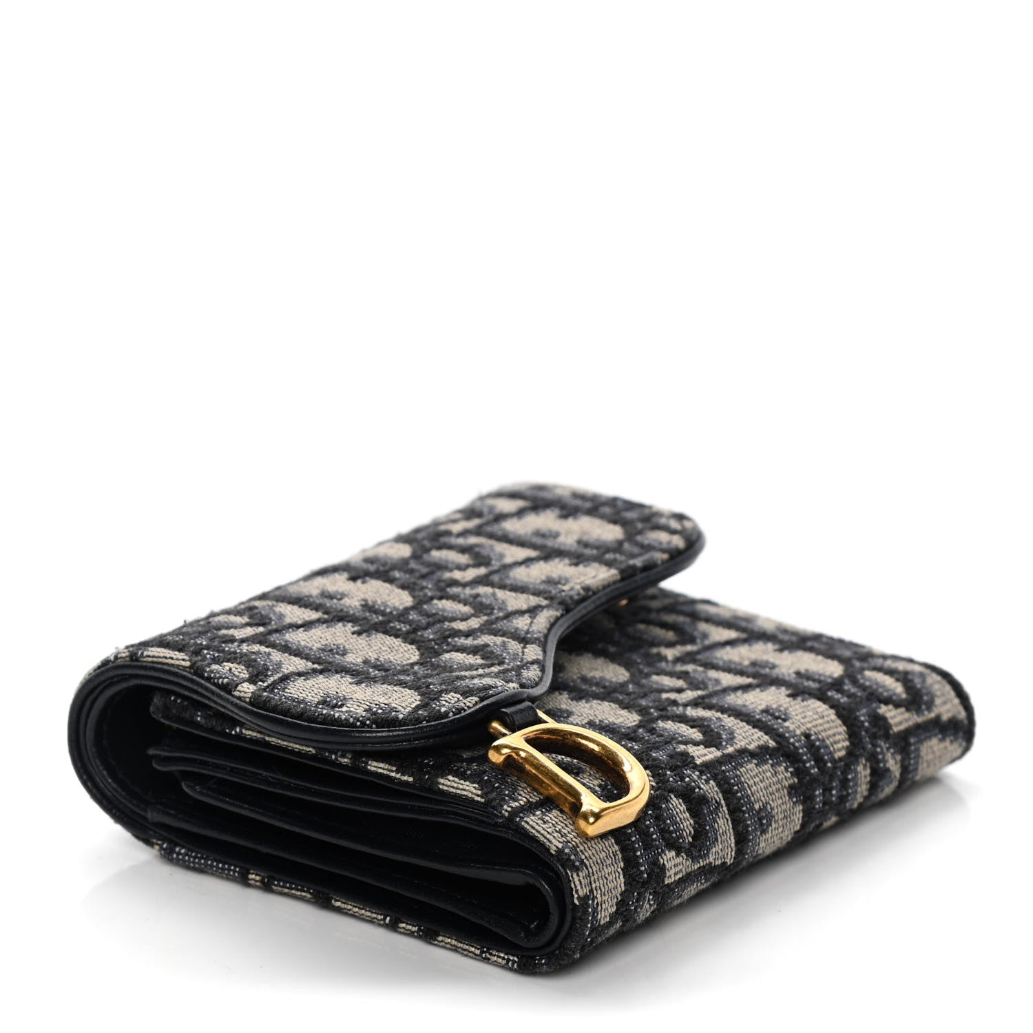 Christian Dior Oblique Saddle Lotus Wallet Blue 3 of 10