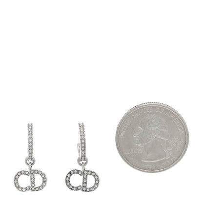 Christian Dior Crystal Clair D Lune Hoop Earrings Silver 2 of 4