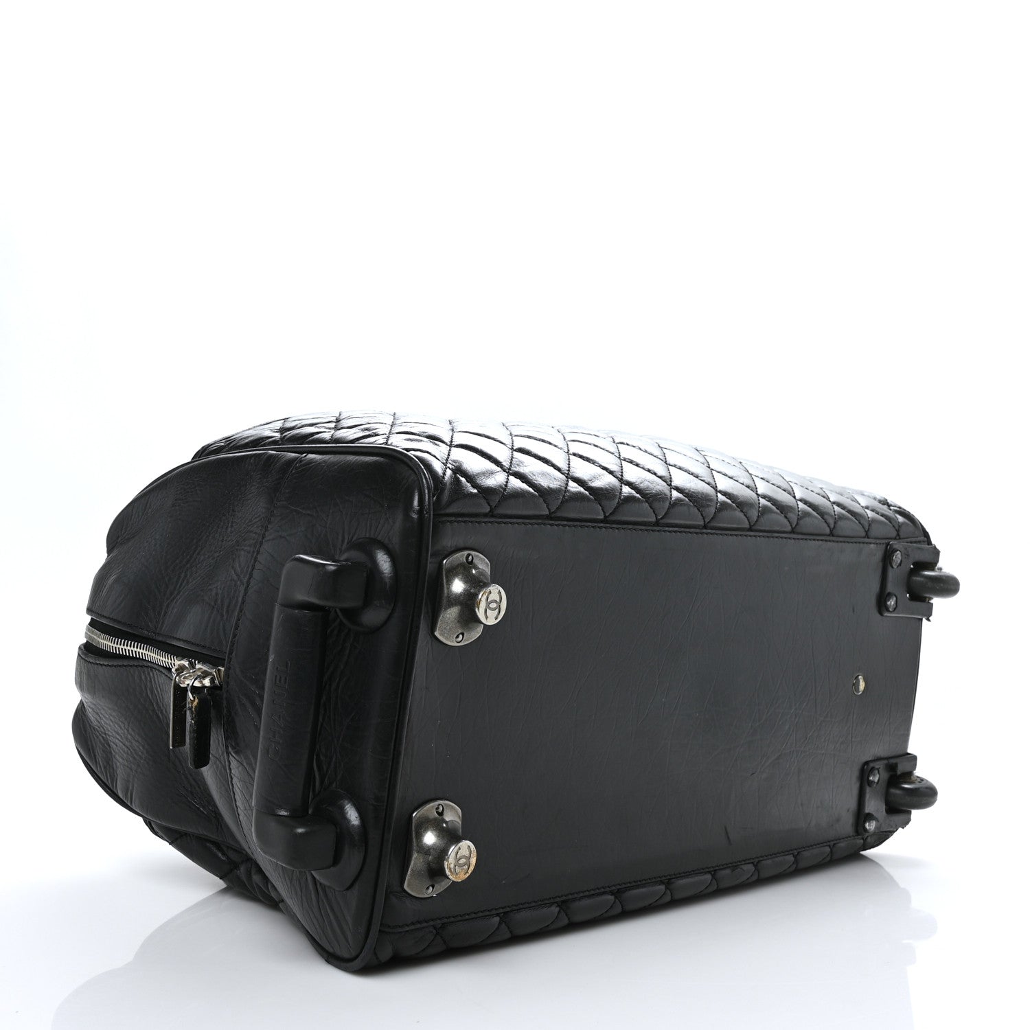Chanel Aged Calfskin Nylon Duffel Trolley Black 3 of 13