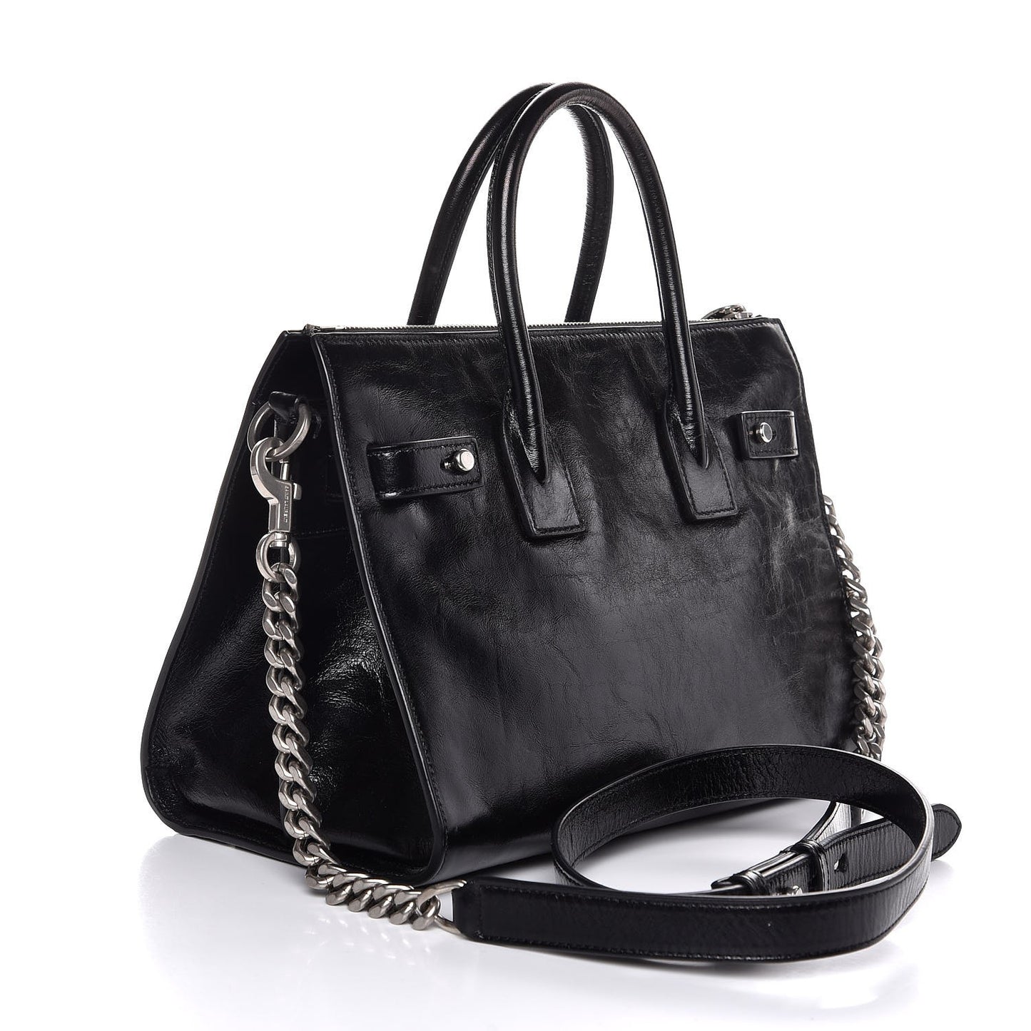 Glace Calfskin Baby Souple Sac De Jour Black
