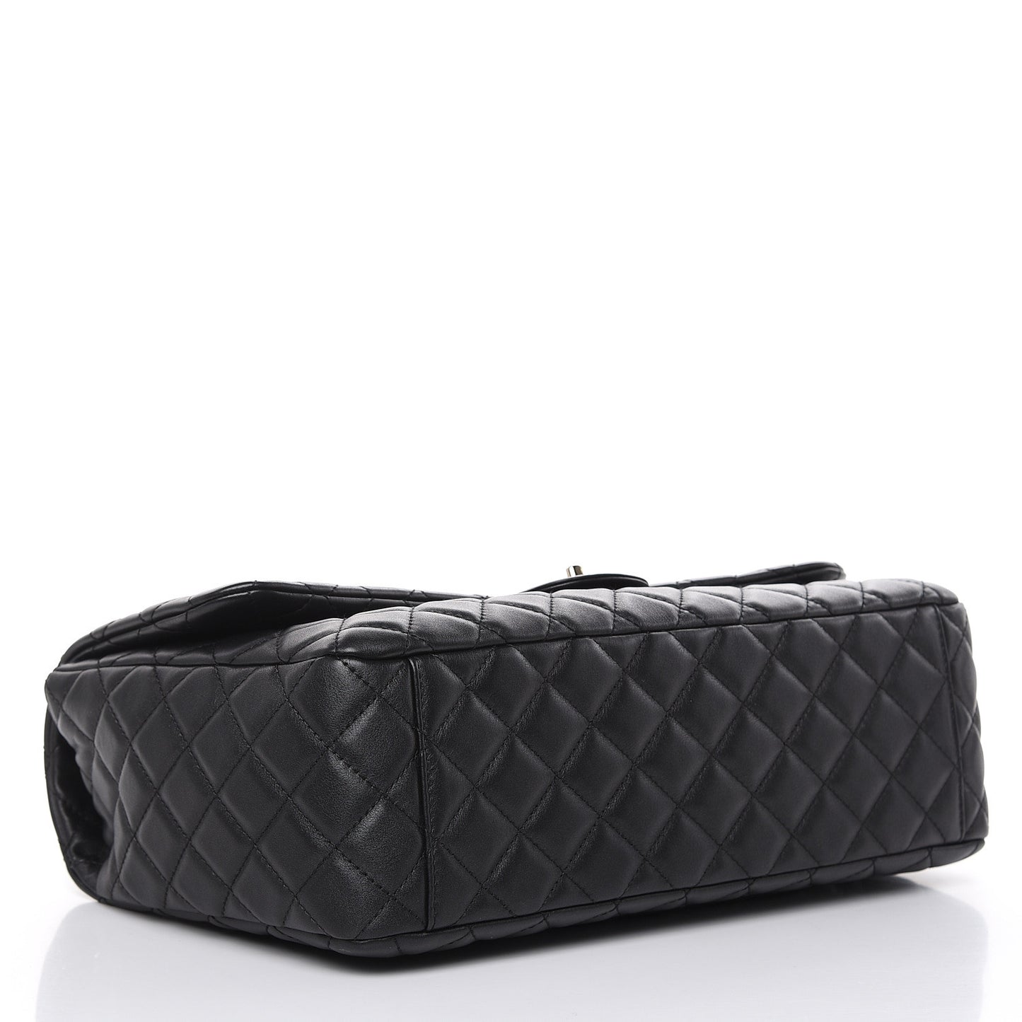 Metallized Calfskin Quilted Small XXL Travel Flap Bag Black