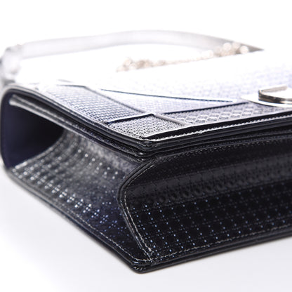 Christian Dior Metallic Patent Micro-Cannage Gradient Medium Diorama Flap Bag Silver Blue 7 of 10