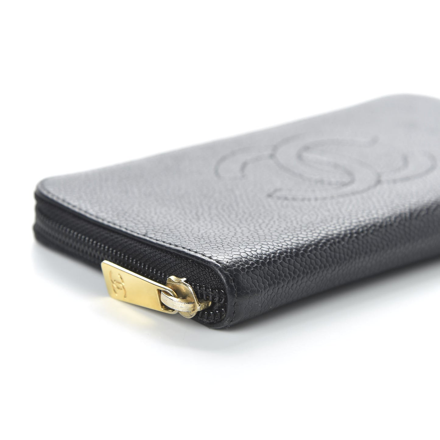 Caviar Large Timeless CC Zip Around Wallet Black