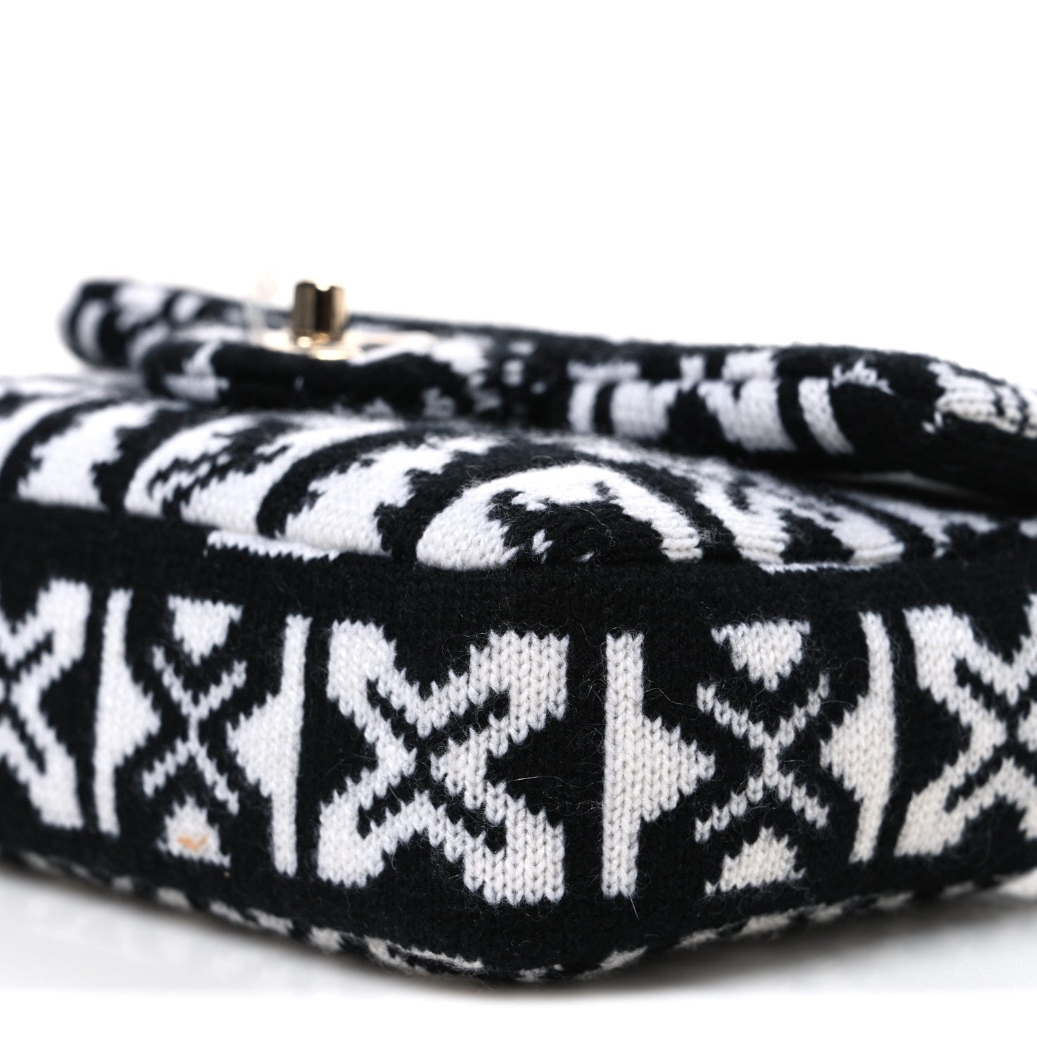Chanel Cashmere Knit Coco Neige Flap Black White 10 of 10