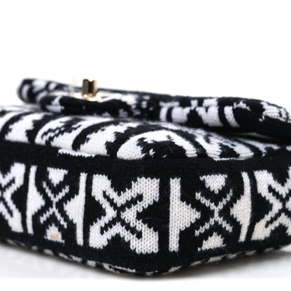 Chanel Cashmere Knit Coco Neige Flap Black White 10 of 10