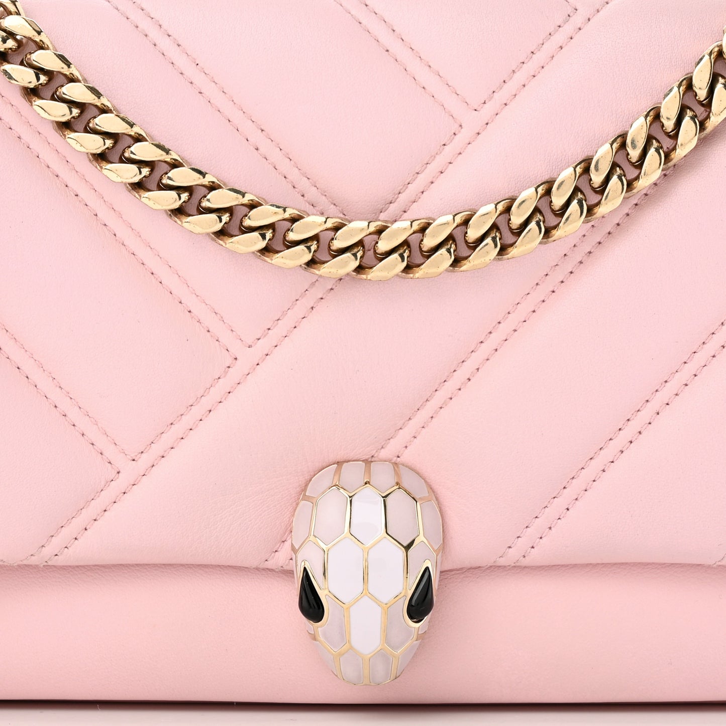 Calfskin Matelasse Small Serpenti Cabochon Shoulder Bag Pink