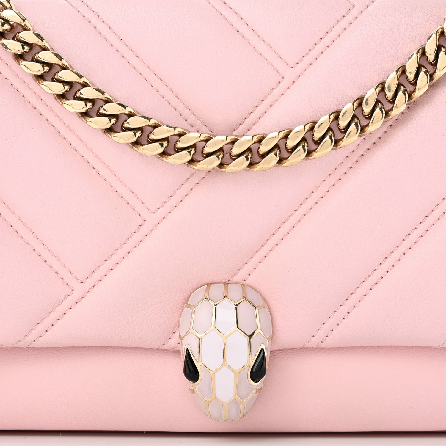 Bulgari Calfskin Matelasse Small Serpenti Cabochon Shoulder Bag Pink 8 of 10