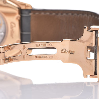Cartier 18K Pink Gold Alligator Diamond Bezel 34mm Tortue Automatic Watch Grey 7 of 12