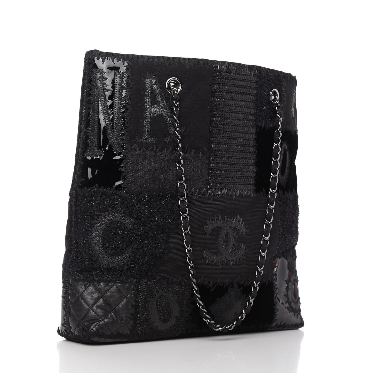 Tweed Patchwork Tote Black