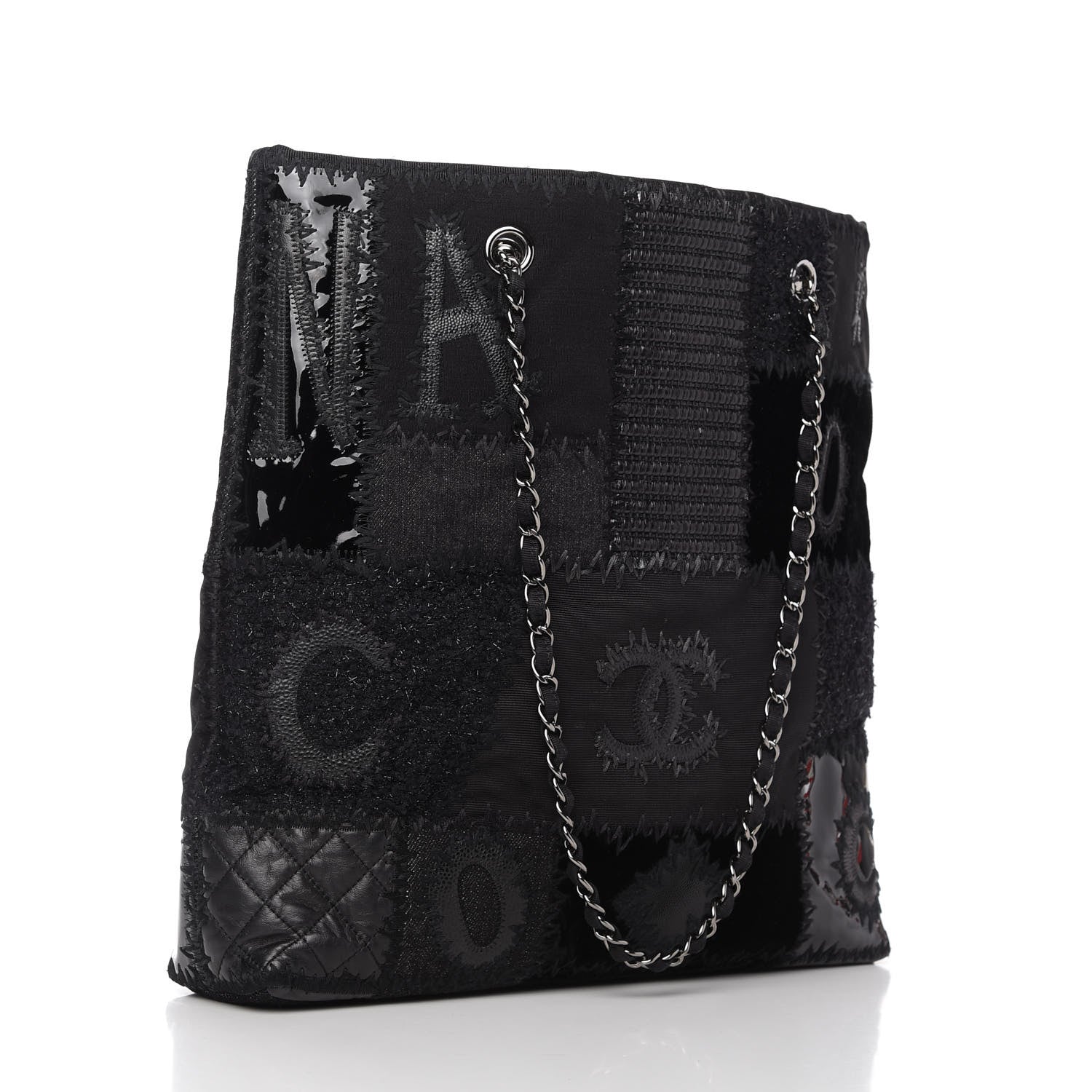 Chanel Tweed Patchwork Tote Black 3 of 10