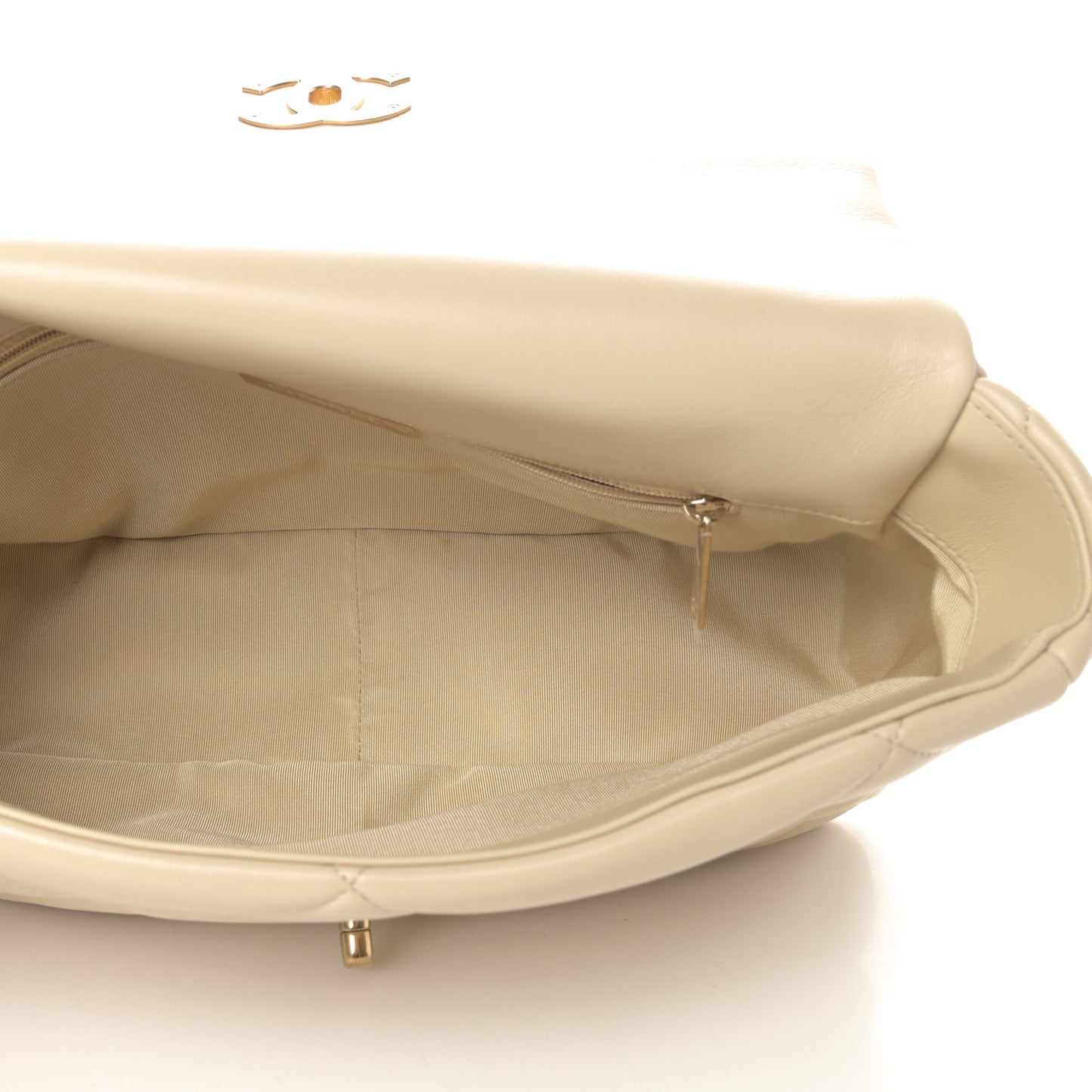 Lambskin Quilted Large Chanel 19 Flap Beige