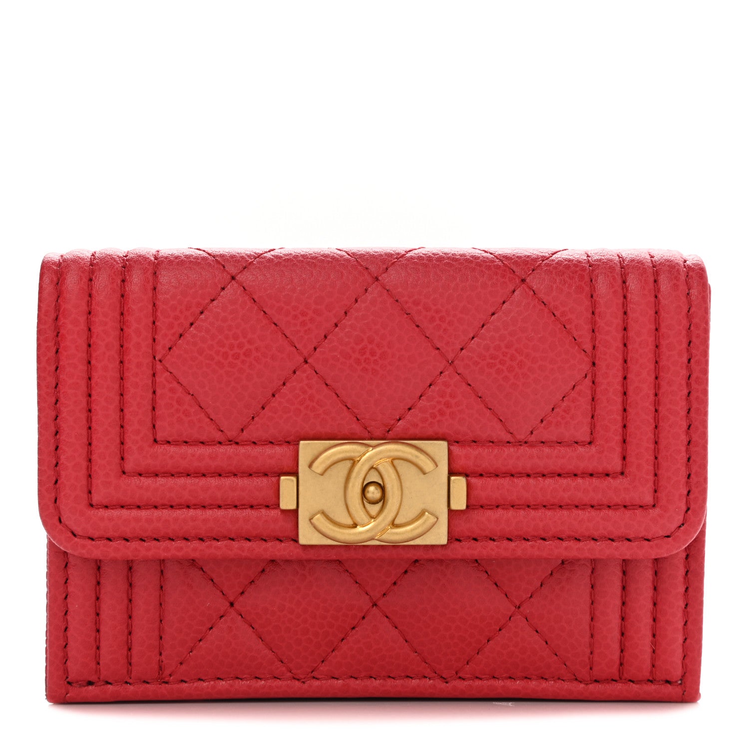 Chanel Caviar Quilted Small Boy Flap Wallet Red 1 of 9