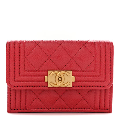 Chanel Caviar Quilted Small Boy Flap Wallet Red 1 of 9
