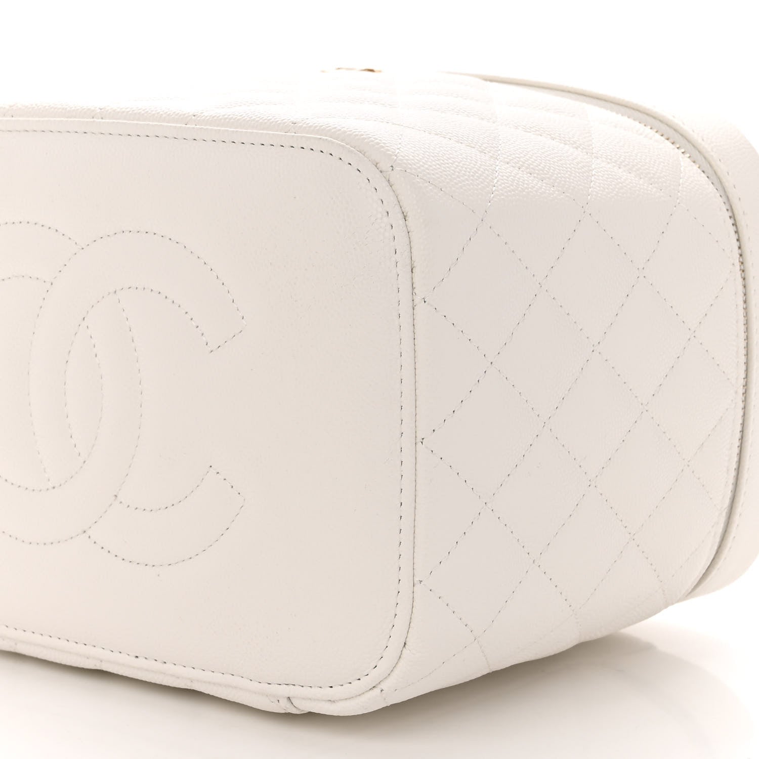 Chanel Caviar Quilted Large Vanity Pouch White 9 of 10