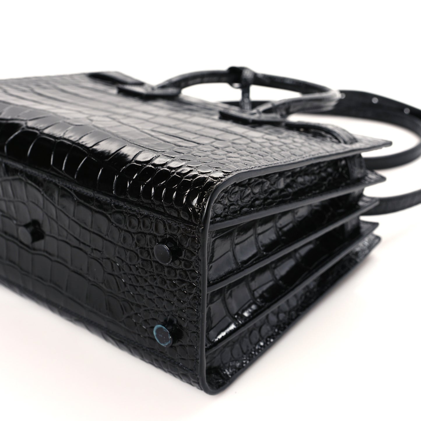 Calfskin Crocodile Embossed Baby Sac De Jour Black