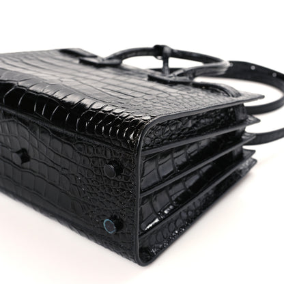Saint Laurent Calfskin Crocodile Embossed Baby Sac De Jour Black 9 of 9