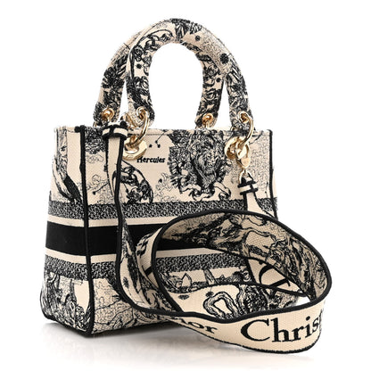 Christian Dior Canvas Embroidered Zodiac Toile De Jouy Medium Lady D-Lite Latte 3 of 10