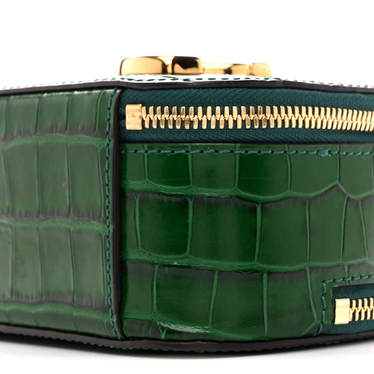 Chloe Calfskin Crocodile Embossed Mini C Vanity Bag Woodsy Green