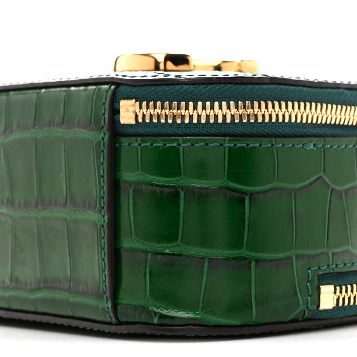 Calfskin Crocodile Embossed Mini C Vanity Bag Woodsy Green