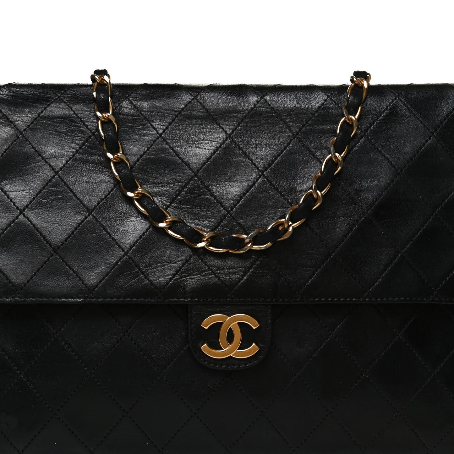 Lambskin Quilted Medium Single Flap Black