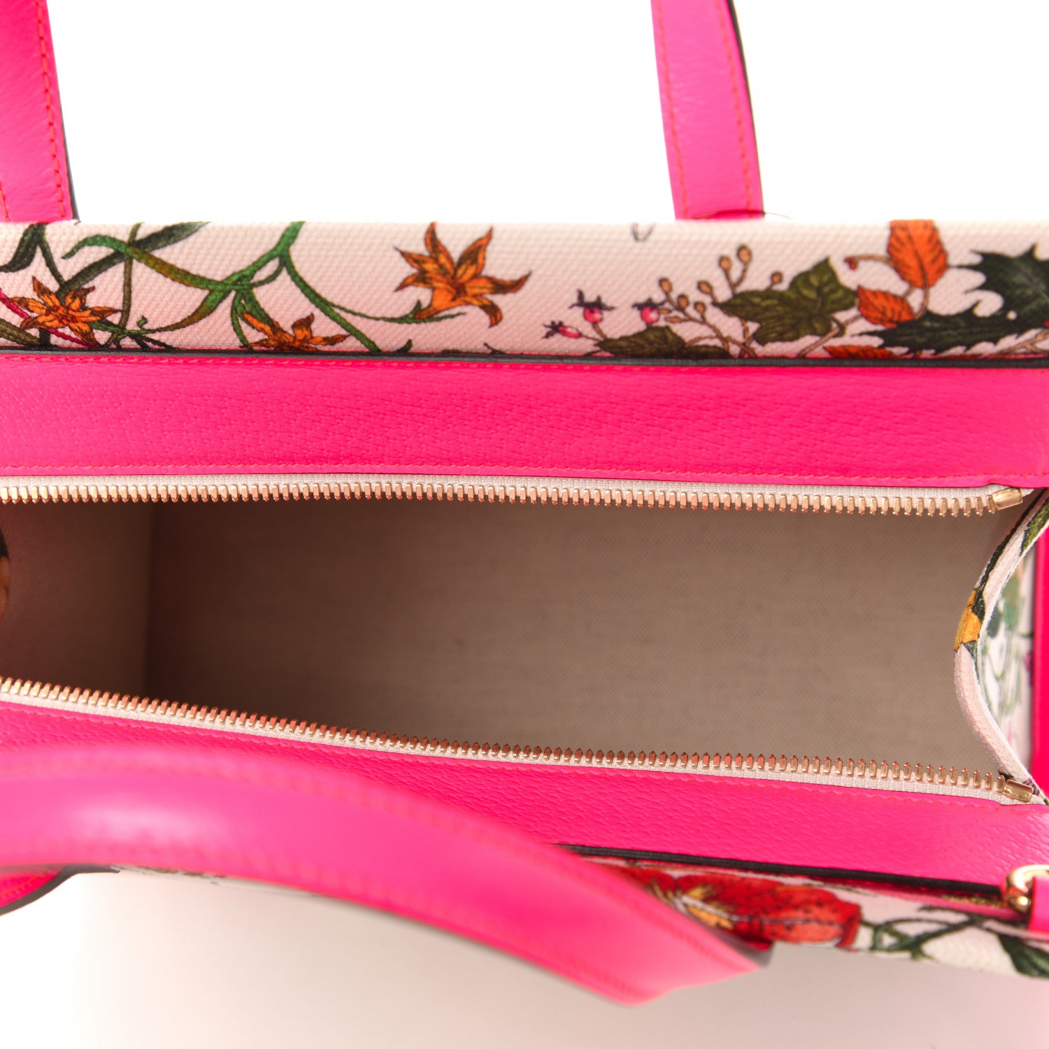 Gucci Canvas Medium Flora Tote Fuchsia 5 of 10