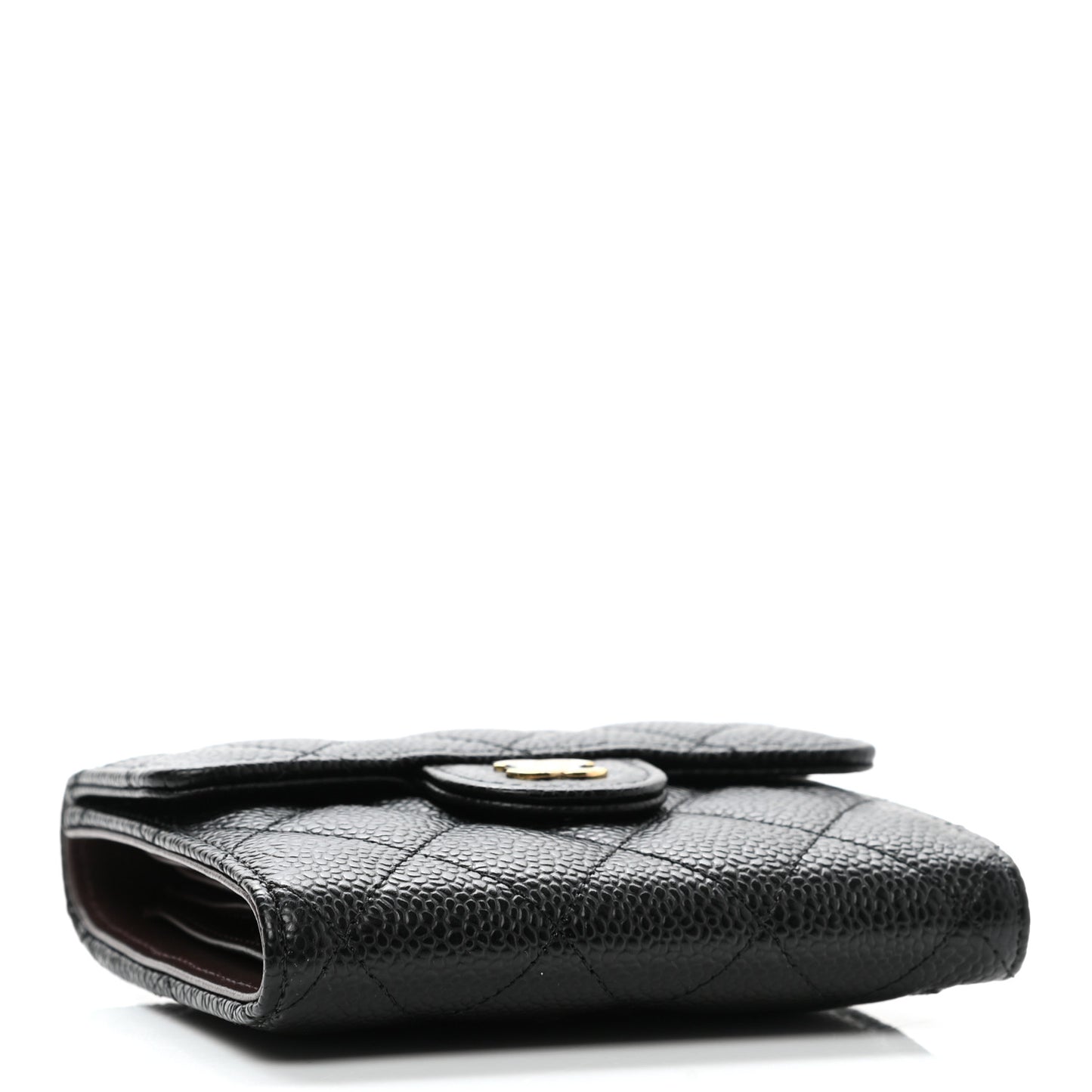 Caviar Quilted Compact Flap Wallet Black