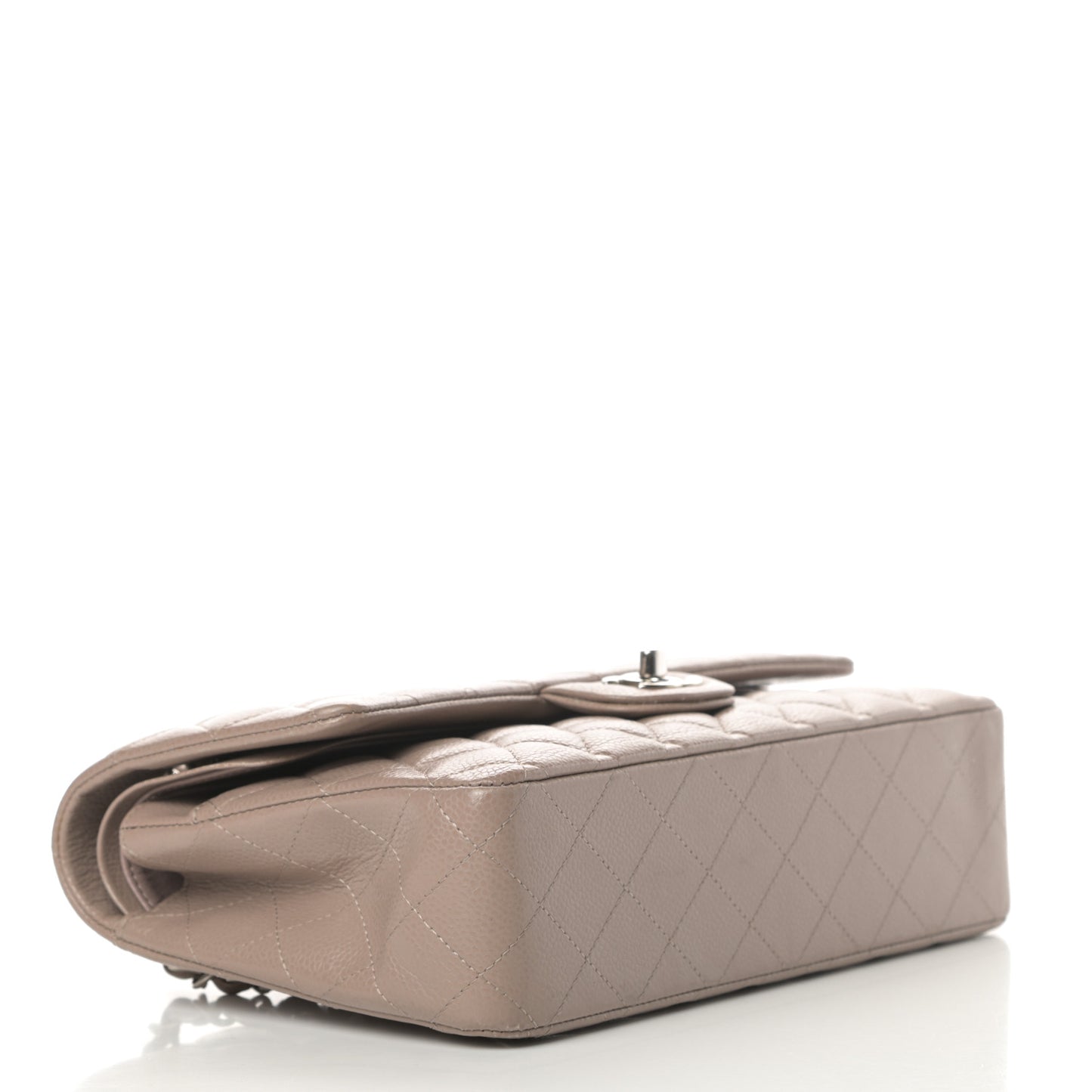 Caviar Quilted Medium Double Flap Taupe