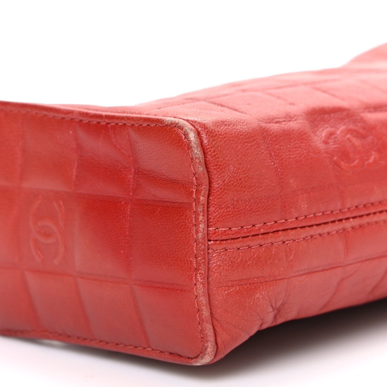 Chanel Lambskin Embossed CC Chocolate Bar Shoulder Bag Red 9 of 11