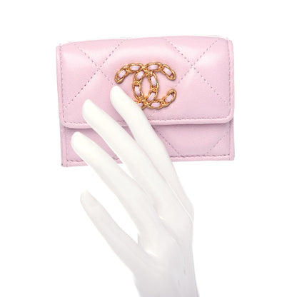 Chanel Goatskin Quilted Chanel 19 Flap Wallet Pink 2 of 9